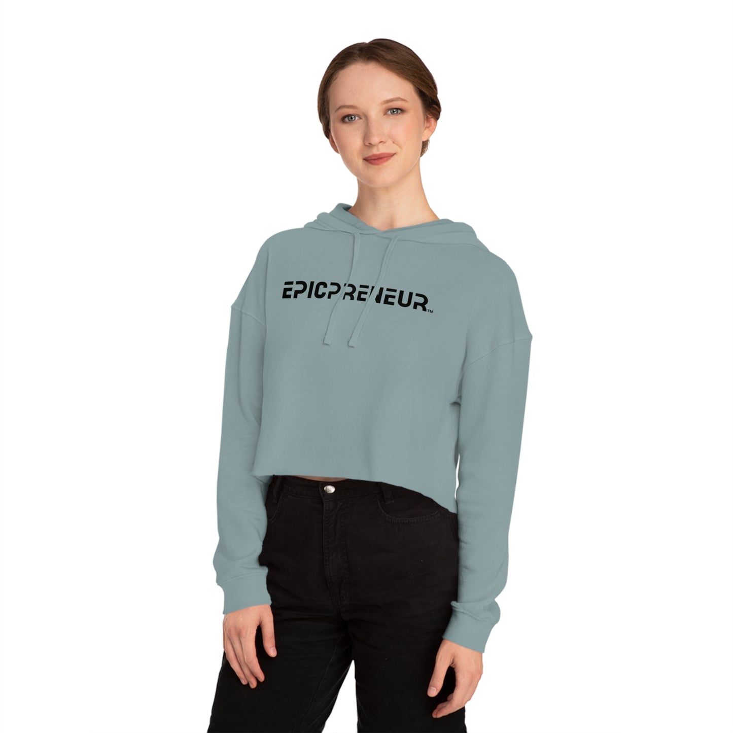 2024 EPICPRENEUR Women’s Cropped Hooded Sweatshirt (Black Logo)