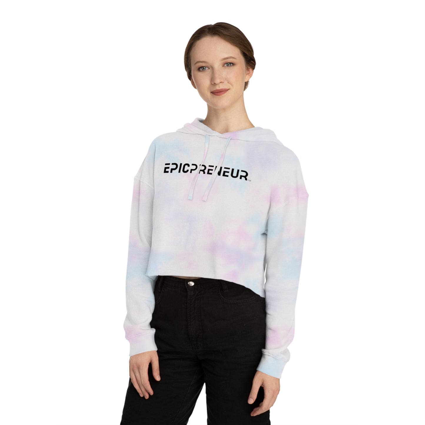 2024 EPICPRENEUR Women’s Cropped Hooded Sweatshirt (Black Logo)