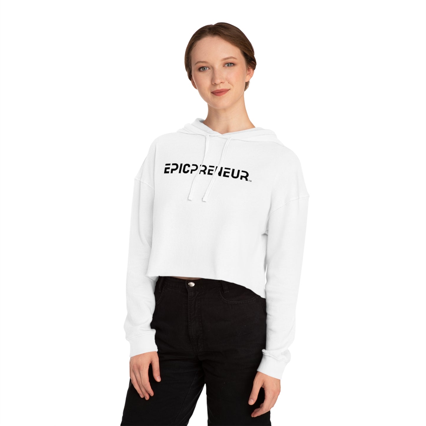 2024 EPICPRENEUR Women’s Cropped Hooded Sweatshirt (Black Logo)